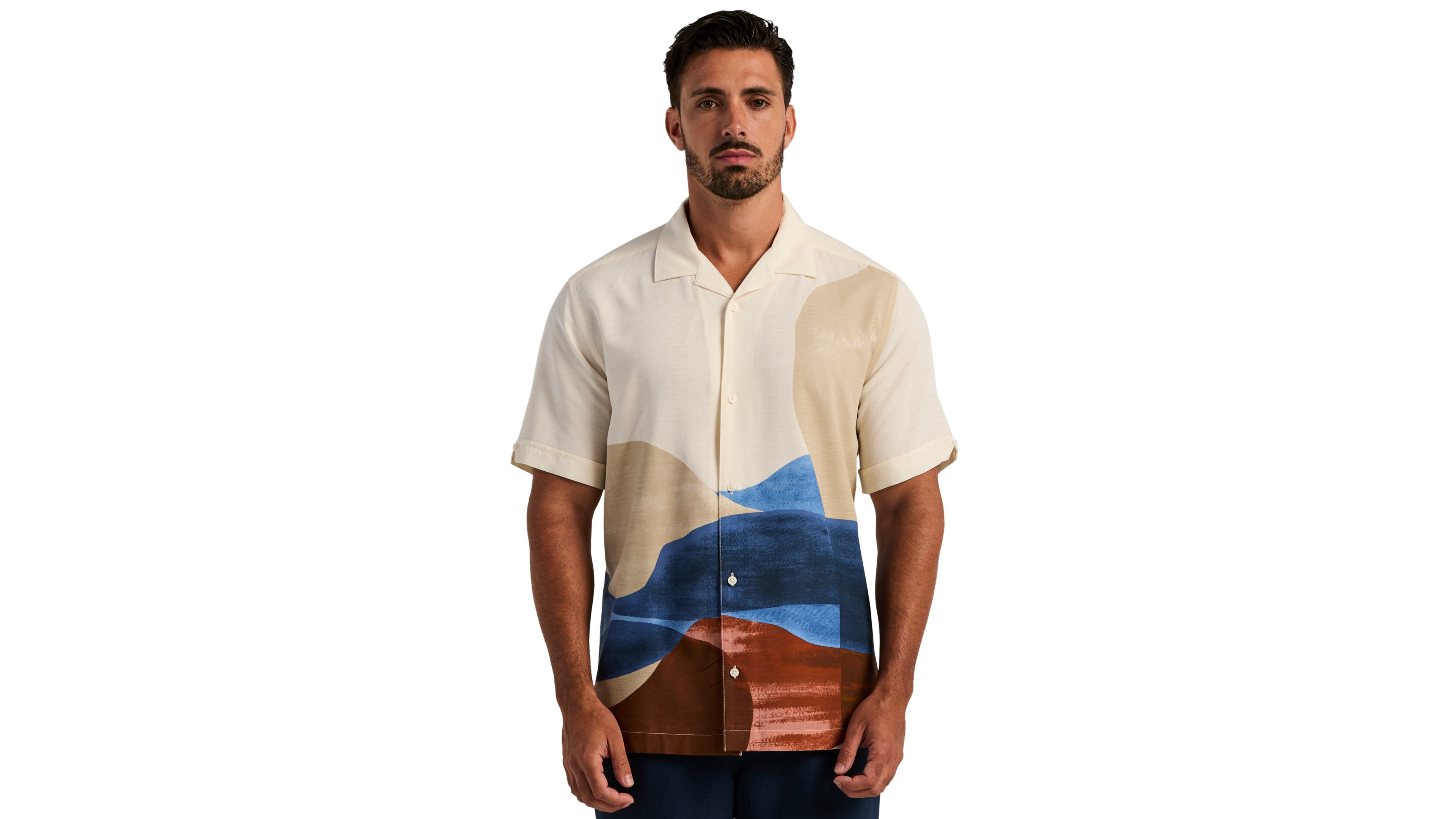 Cubavera Men's Watercolor Abstract Camp Collar Short-Sleeve Button-Up Shirt
