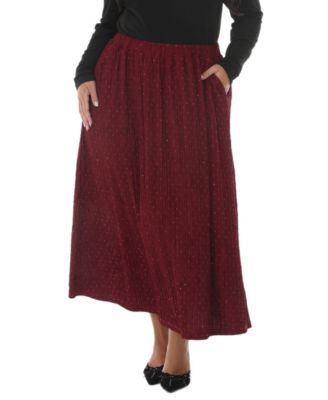 Plus Size Polka Dot Rhinestone Maxi Skirt