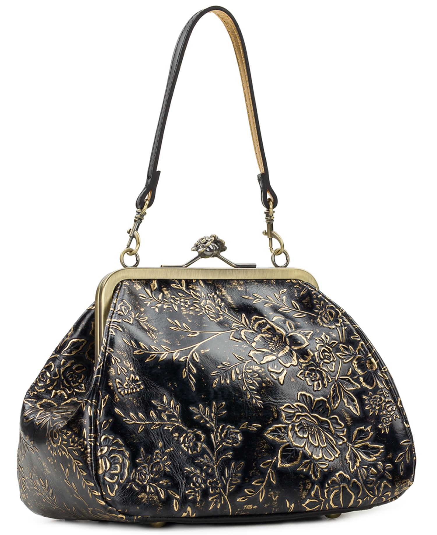 Rose Garden Tabby Small Leather Kiss-Lock Crossbody Bag
