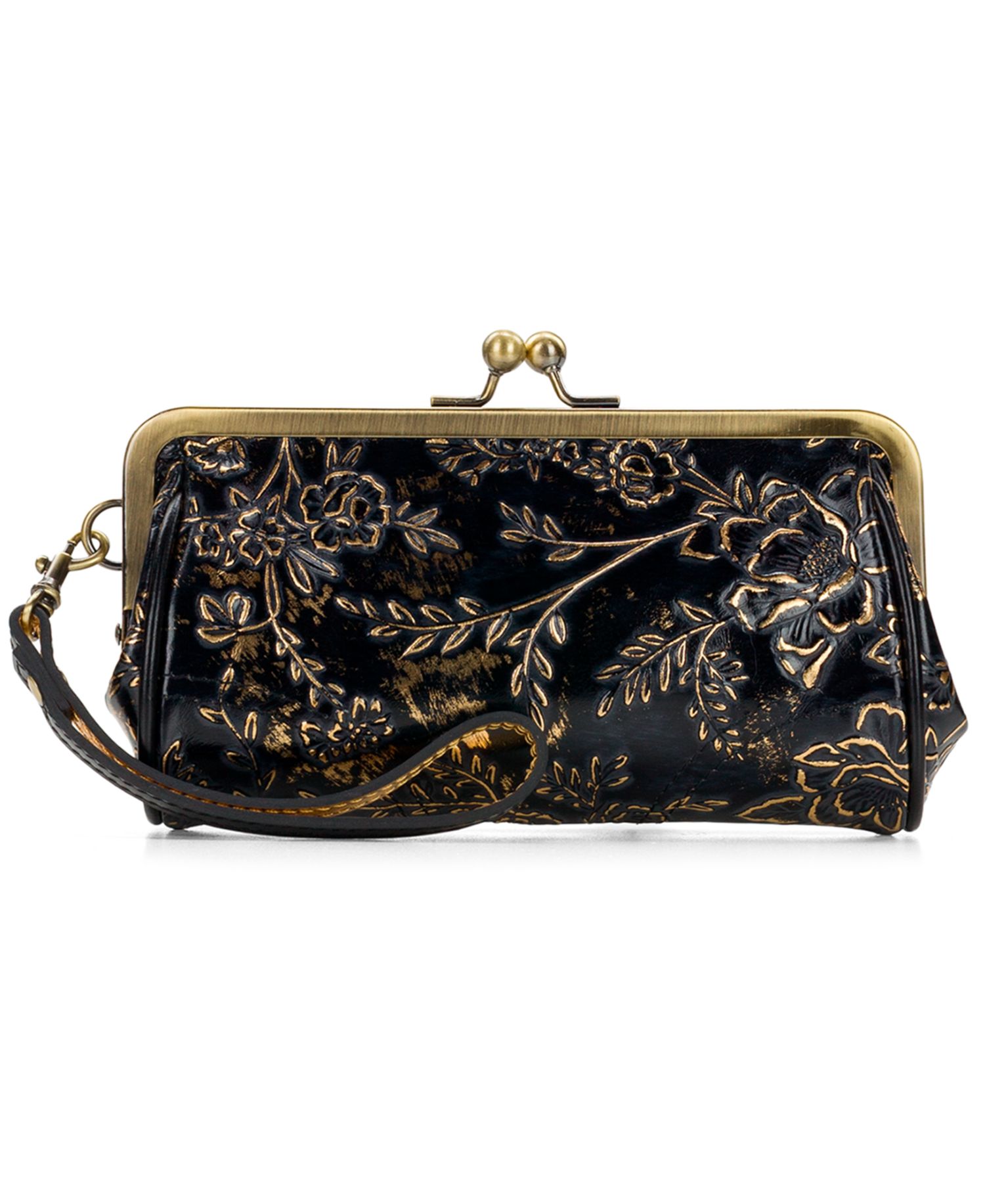 Rose Garden Renna Leather Kiss-Lock Wristlet