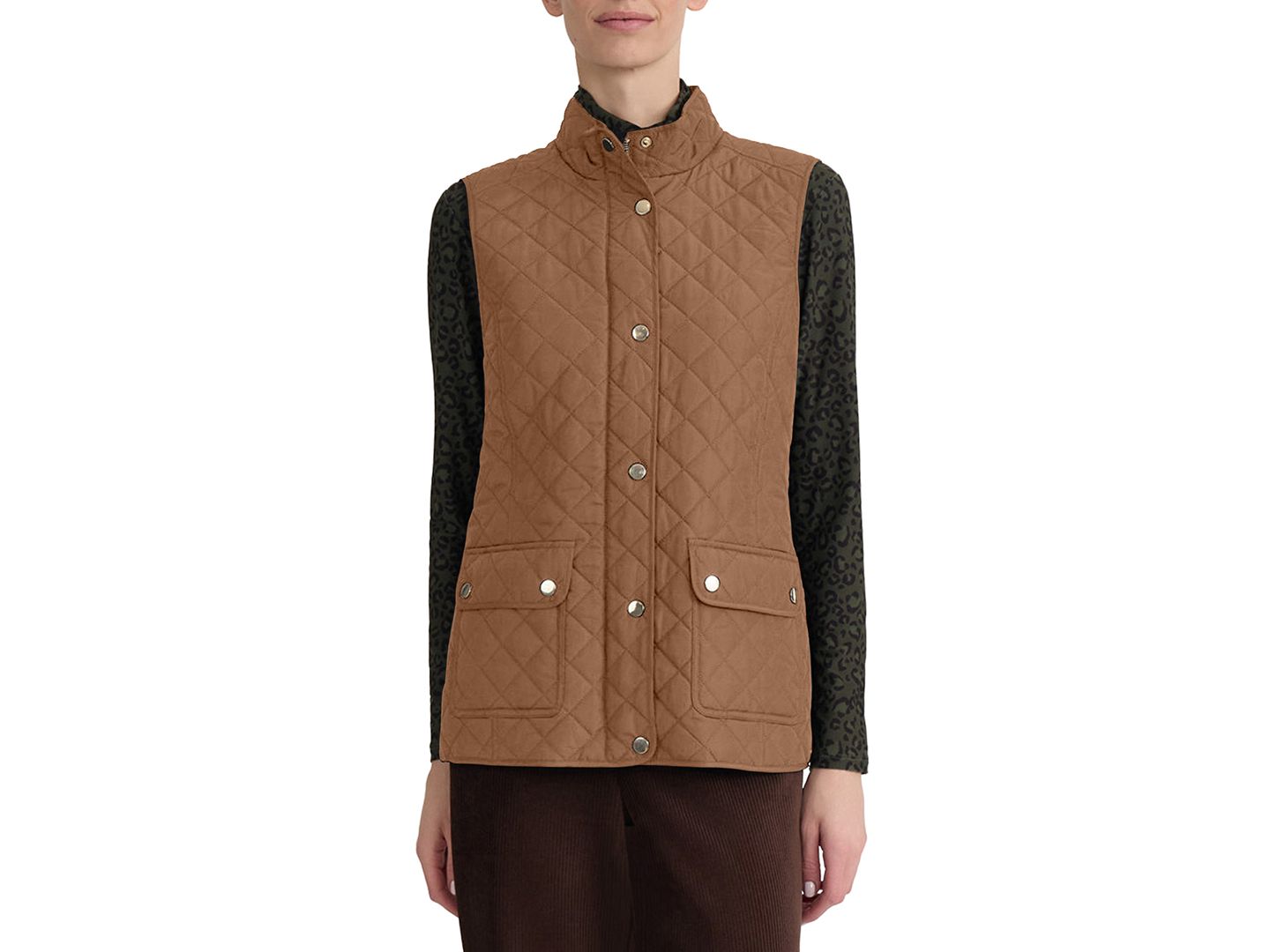 Женский жилет Jones New York Quilted Mock-Neck, цвет: Коричневый — фото 1
