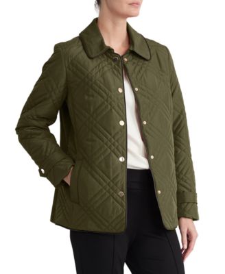 Women's Triple-Diamond-Quilted Faux-Leather-Piping Jacket