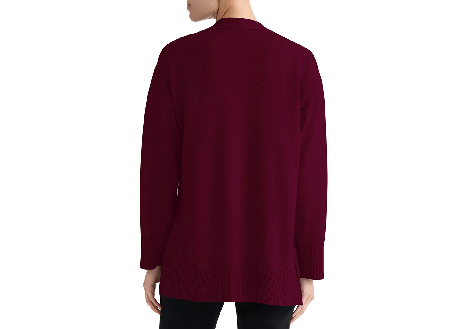 Women's Kissing Front Long-Sleeve Side-Slit Cardigan