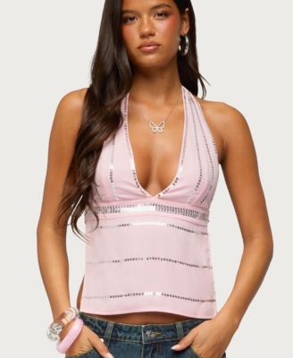 Women's Roey Sequin Backless Halter Top