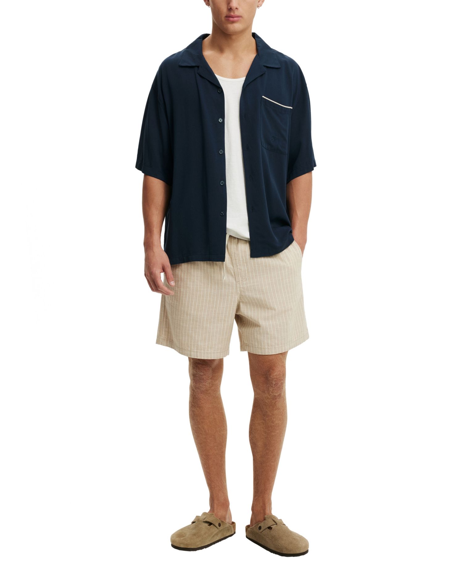 Men's Easy Short Pull-On Regular-Fit Plaid Shorts, 7" Inseam