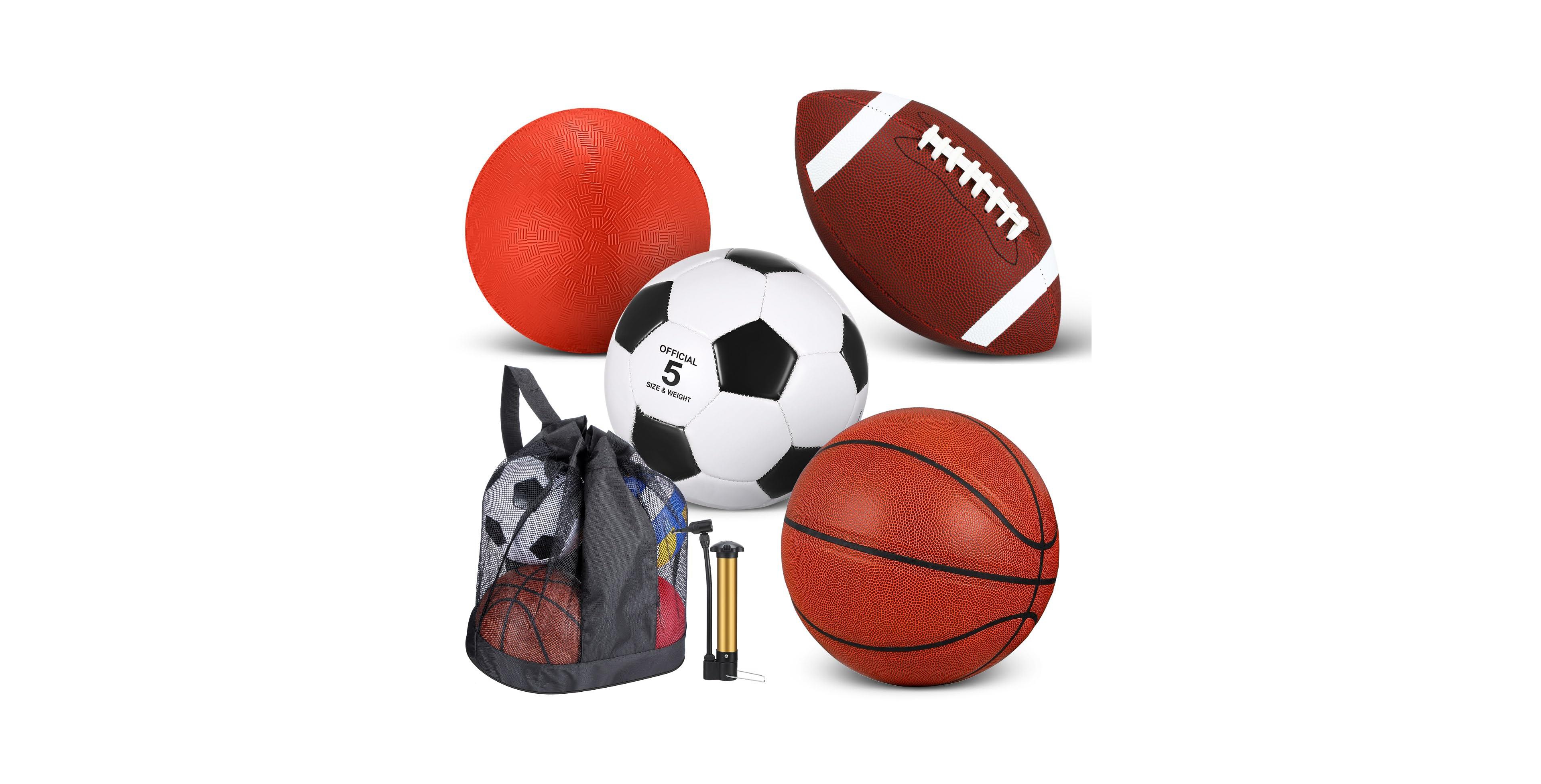 Sportneer 5 Sports Balls Set With Storage Bag School Recess Equipment