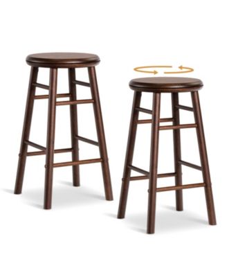 24" Swivel Bar Stools with Backless Design, Footrests and Strong Crossbars