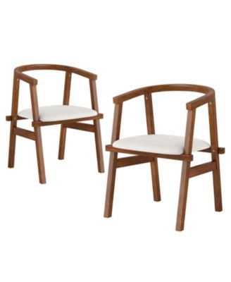 Set of 2 Solid Rubber Wood Dining Room Chairs with Wrap Around Armrest