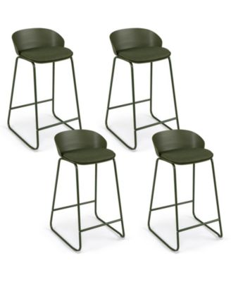 28'' Counter Height Bar Stools Set of 4 w/Curved Backrest Metal Frame Footrest