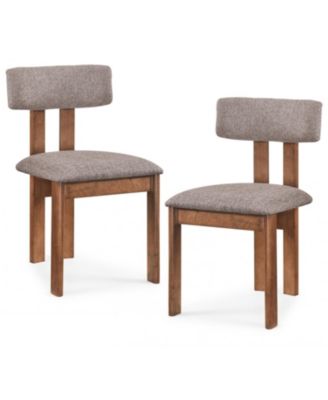Upholstered Rubber Wood Dining Chairs Set of 2 with Curved Backrest