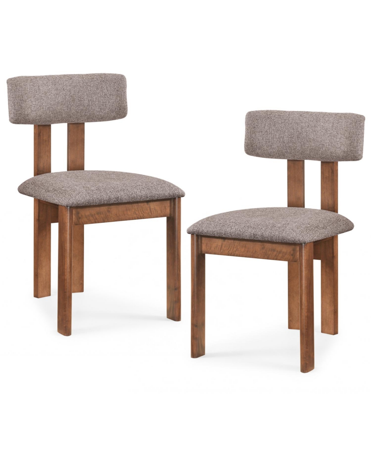 Mecale Upholstered Rubber Wood Dining Chairs Set of 2 with Curved Backrest