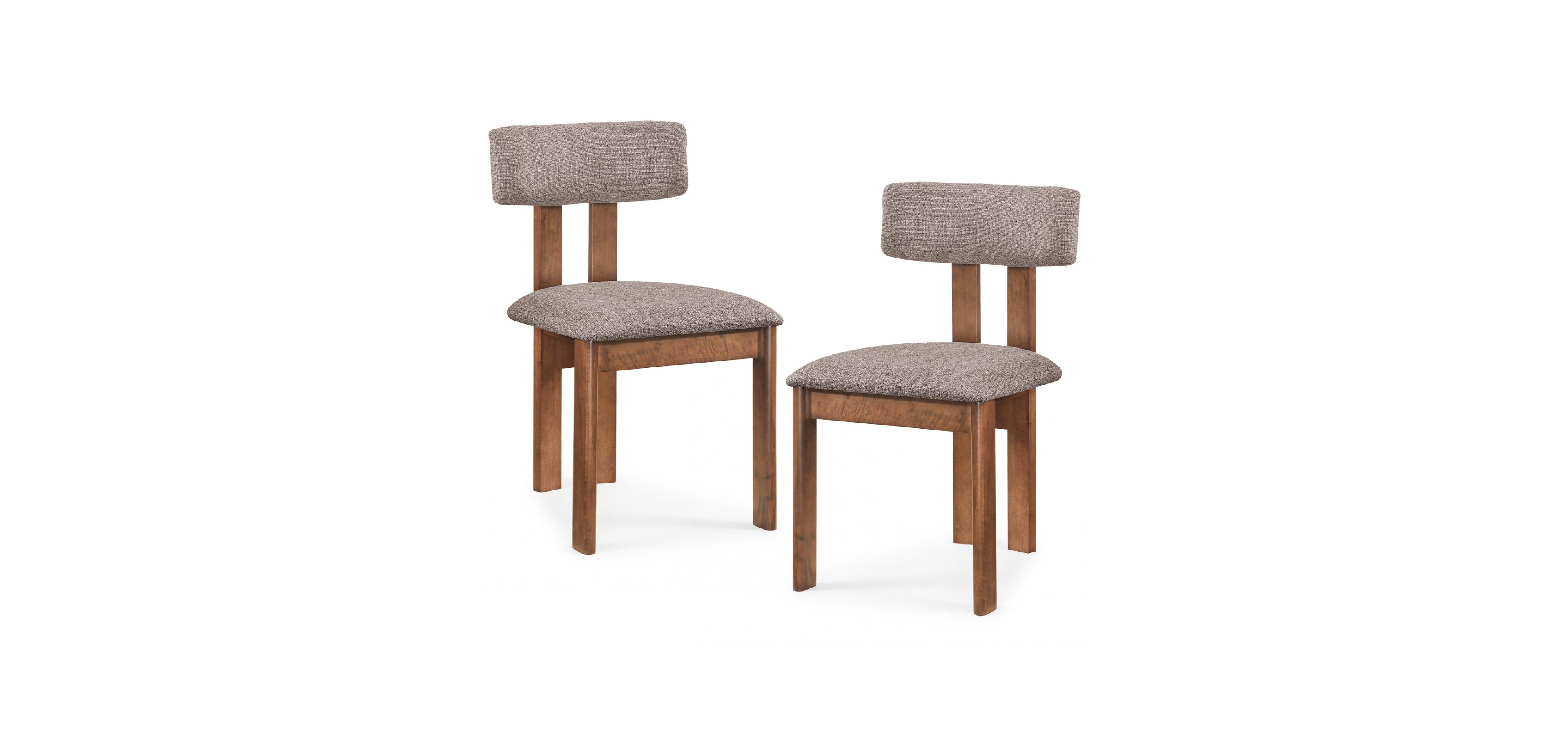 Mecale Upholstered Rubber Wood Dining Chairs Set of 2 with Curved Backrest