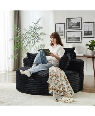 55" Modern Corduroy Single Seater Lounge Chair, Modular Cloud Sofa with Enveloping Pillows, No Assembly Lazy Chair for Living Room