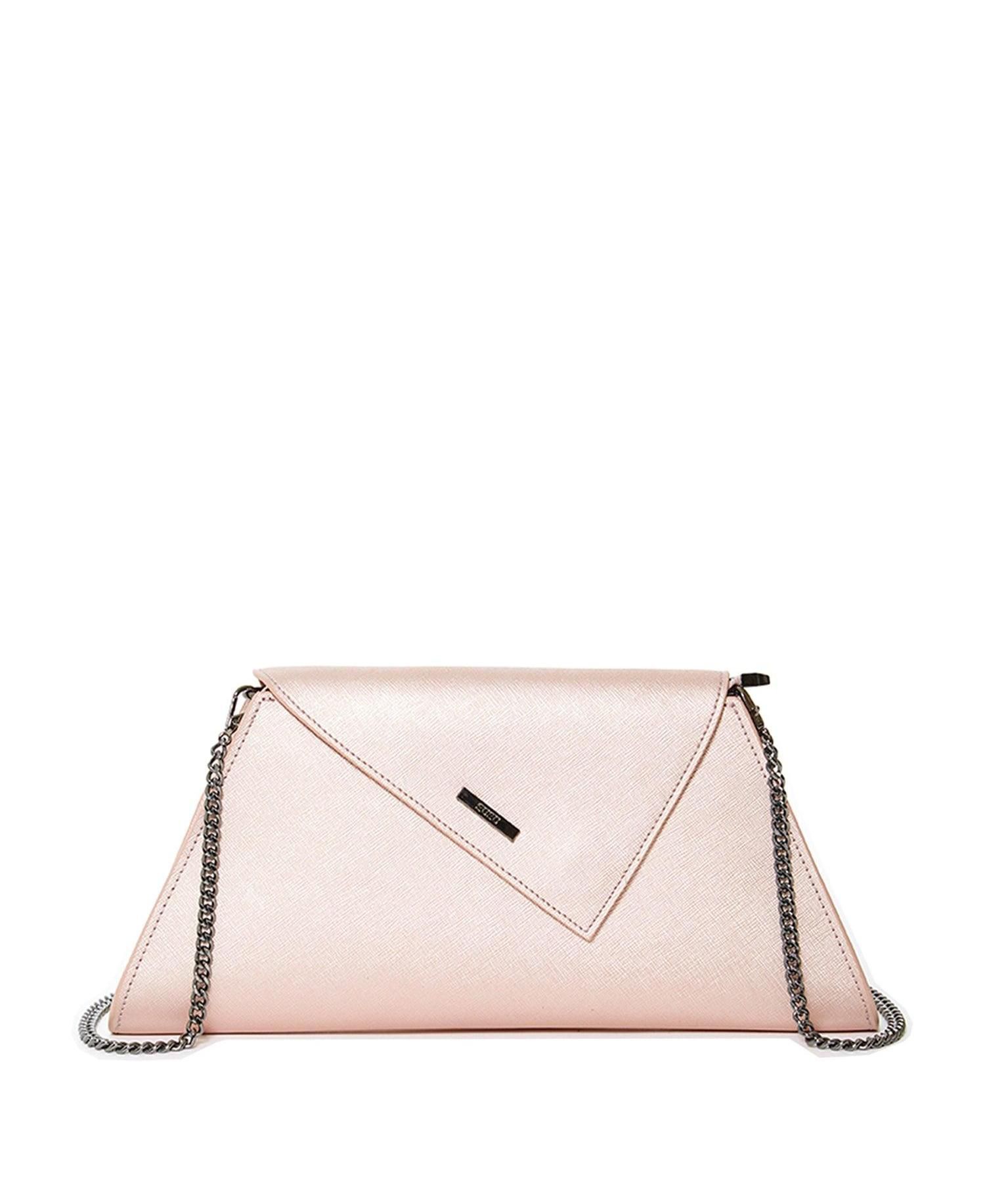 Women's Metallic Envelope Clutch Saffiano Leather Evening Bag for Women Party Wedding Crossbody with Chain Strap