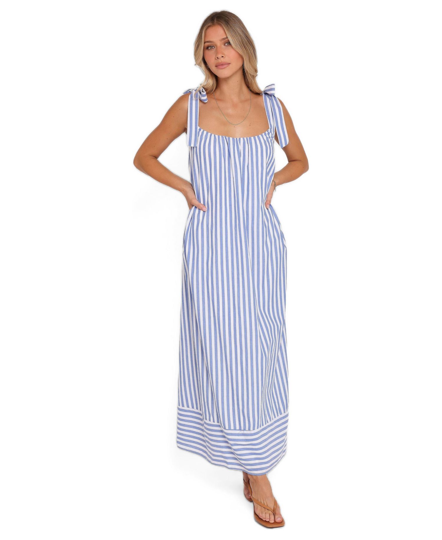 Women's Amber Maxi Square-Neckline Striped Dress
