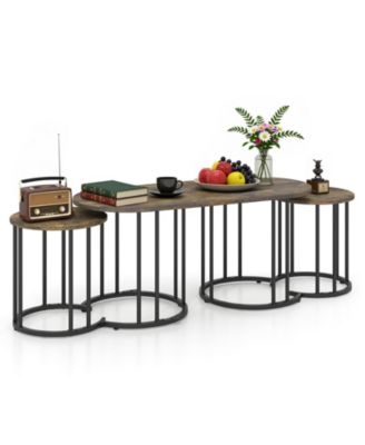 3-Piece Nesting Coffee Table Set, 43" Coffee Table with 2 Side Tables for Apartment