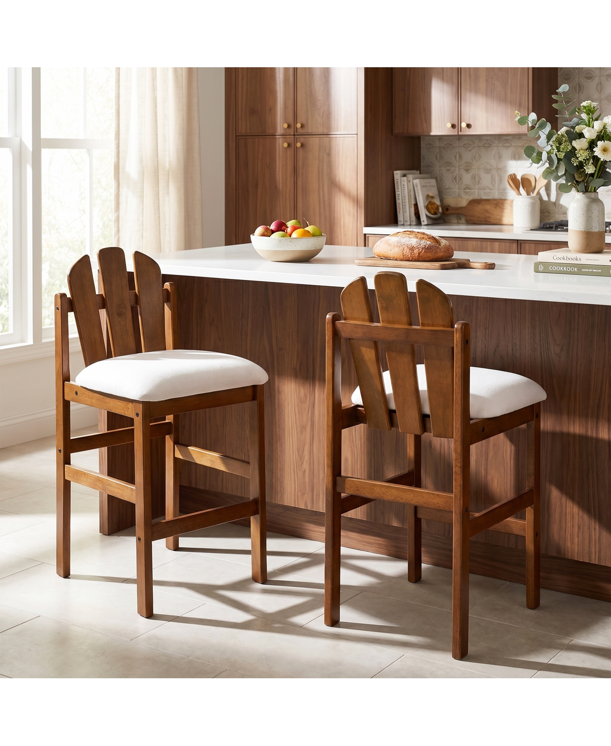 Streamdale Furniture Mid-Century Wood Counter Stool, Set of 2