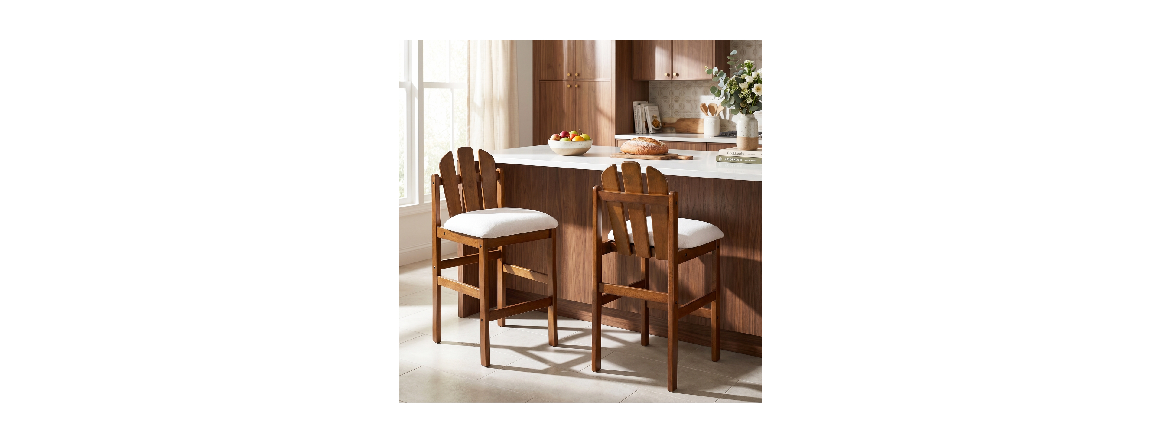 Streamdale Furniture Mid-Century Wood Counter Stool, Set of 2