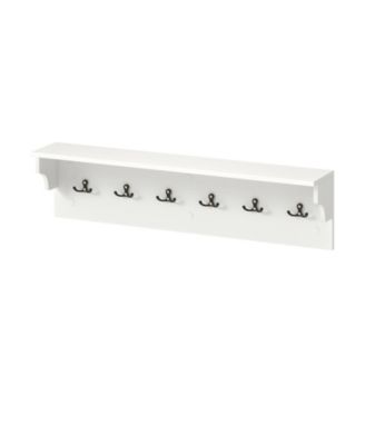 Wall Hooks with Shelf 31.5inch Wooden Coat Rack with 6 Hooks for Hats Towels Purses Robes