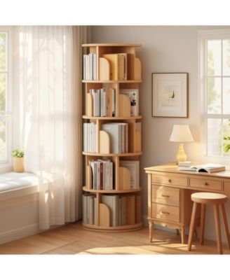 5-Tier Rotating Bookshelf with 360degree(s) Display, Space-Saving Storage Tower for Home or Office