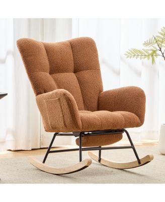 Teddy Fabric Wingback Glider Rocker and Ottoman Set