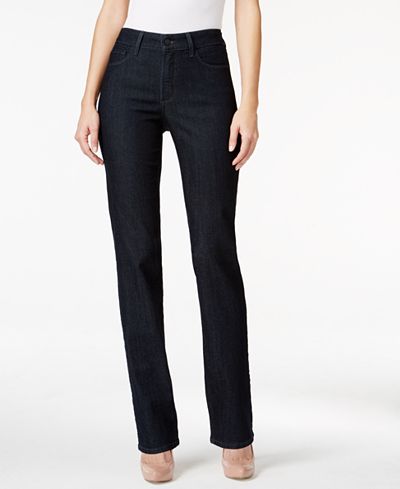 NYDJ Dark Enzyme Wash Embroidered Straight-Leg Jeans