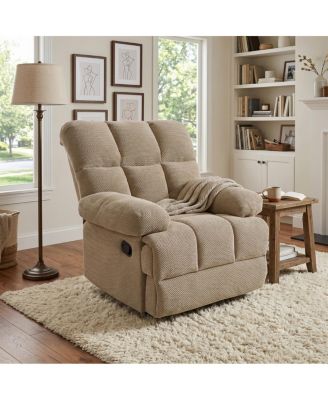 Modern Manual Rocker Recliner Chair with Nubby Fabric