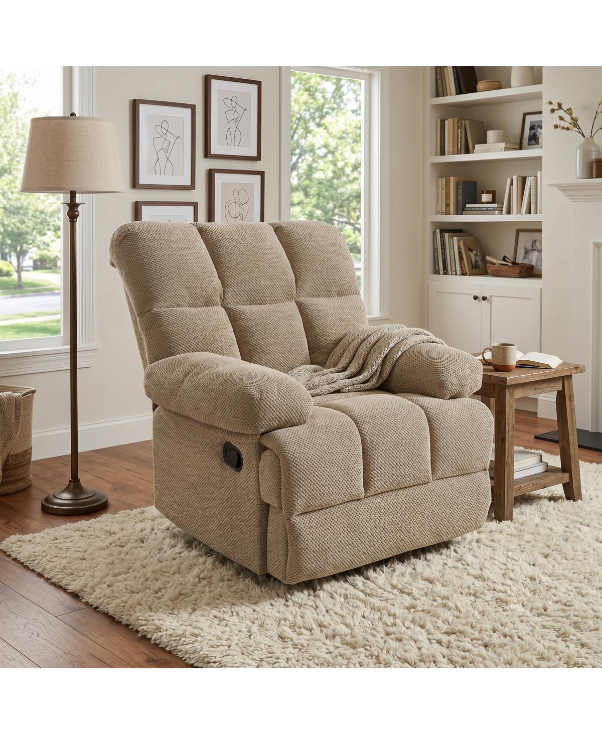 Streamdale Furniture Modern Manual Rocker Recliner Chair with Nubby Fabric