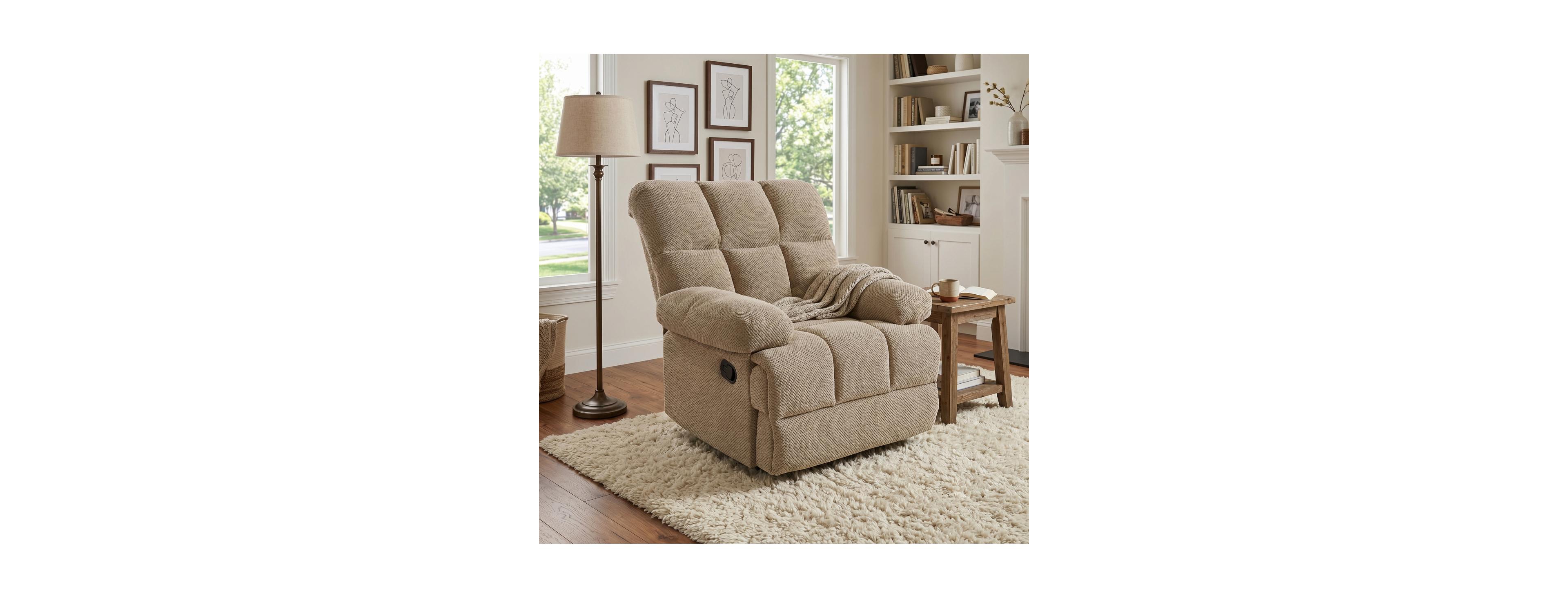 Streamdale Furniture Modern Manual Rocker Recliner Chair with Nubby Fabric