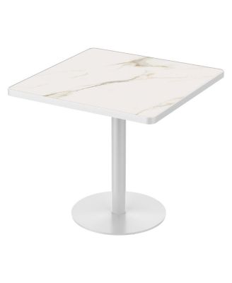 31.5" Modern Faux Marble Tulip Dining Table with Stainless Steel Base