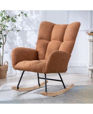 Teddy Wingback Glider Rocker with Storage Pocket
