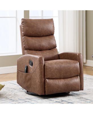 Fabric Swivel Rocker Manual Recliner Chair with Heat and Massage
