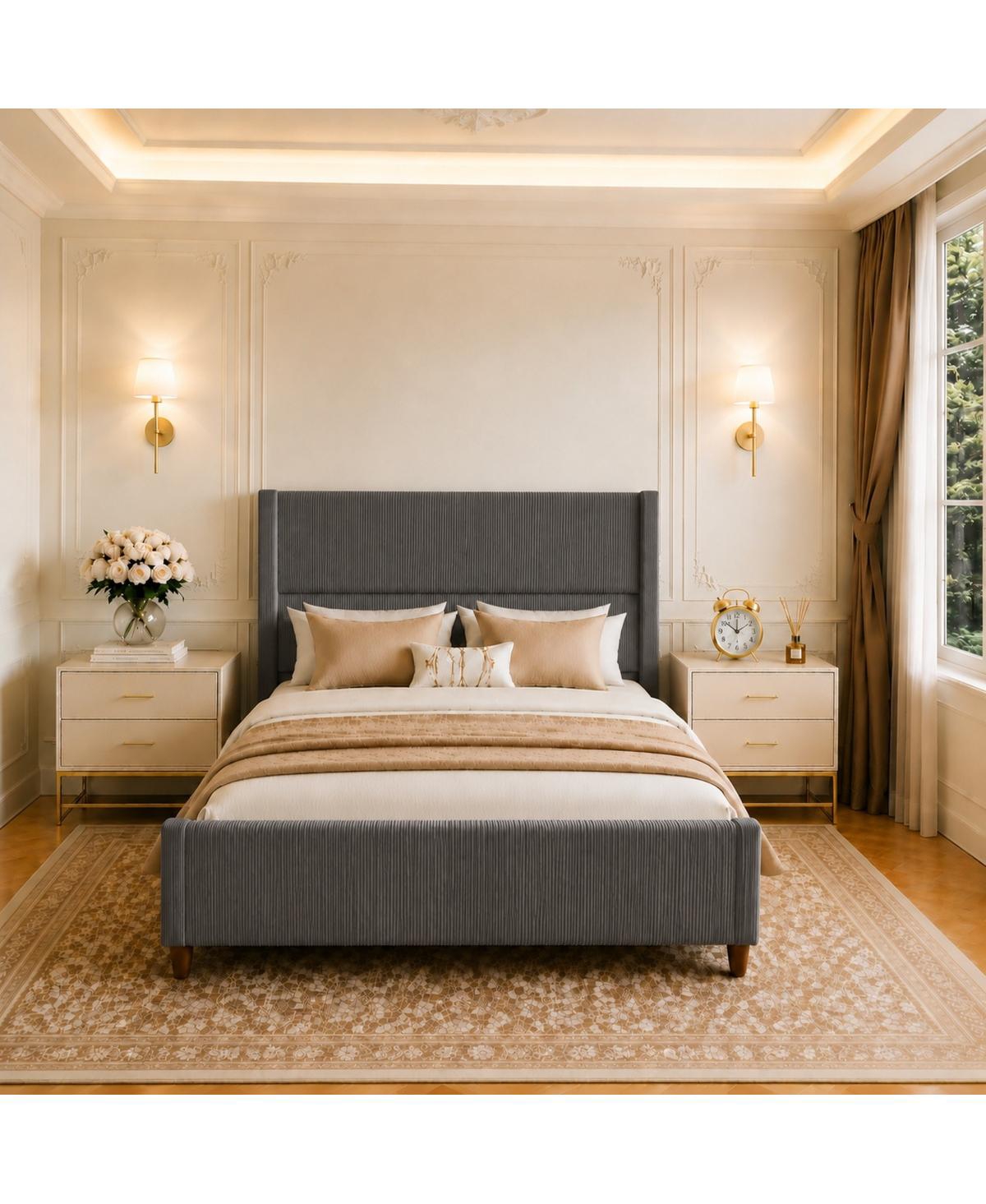 Streamdale Furniture Streamdale Queen Wingback Padded Bed Frame