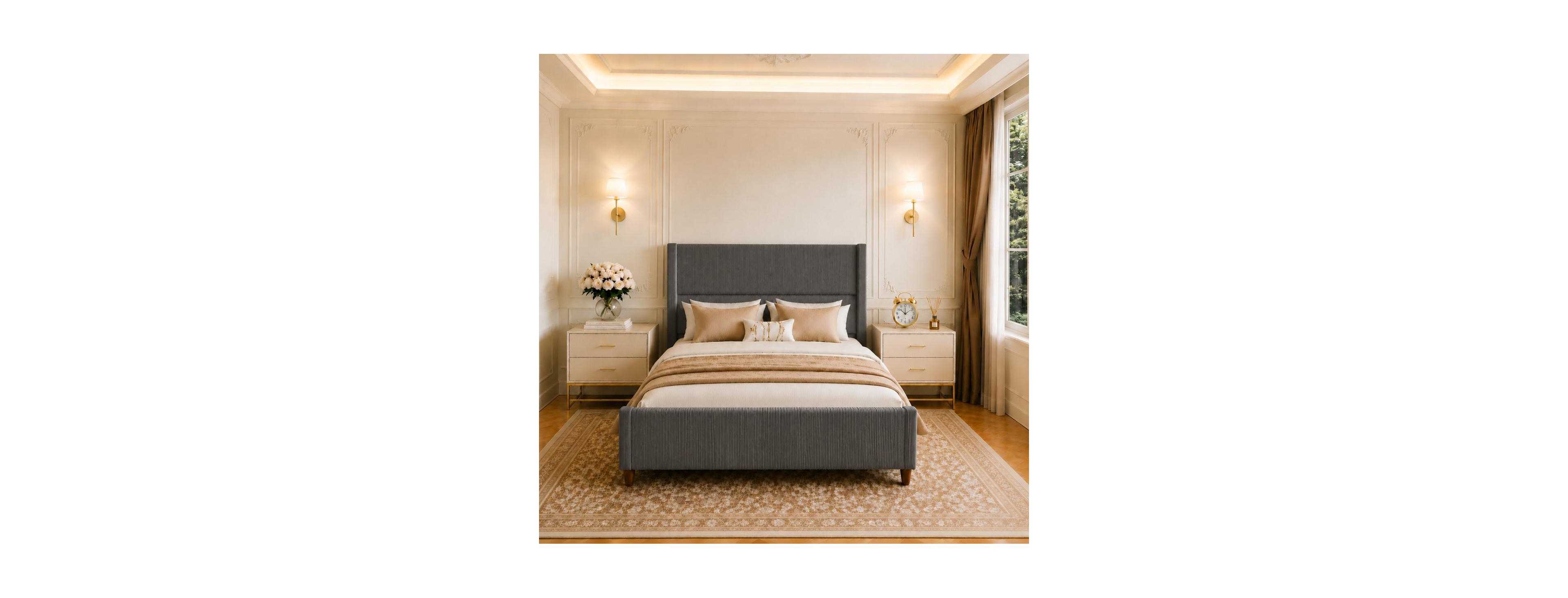 Streamdale Furniture Streamdale Queen Wingback Padded Bed Frame