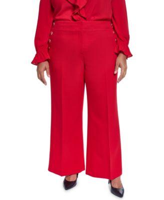Plus Size Woven Wide Leg Work Pants