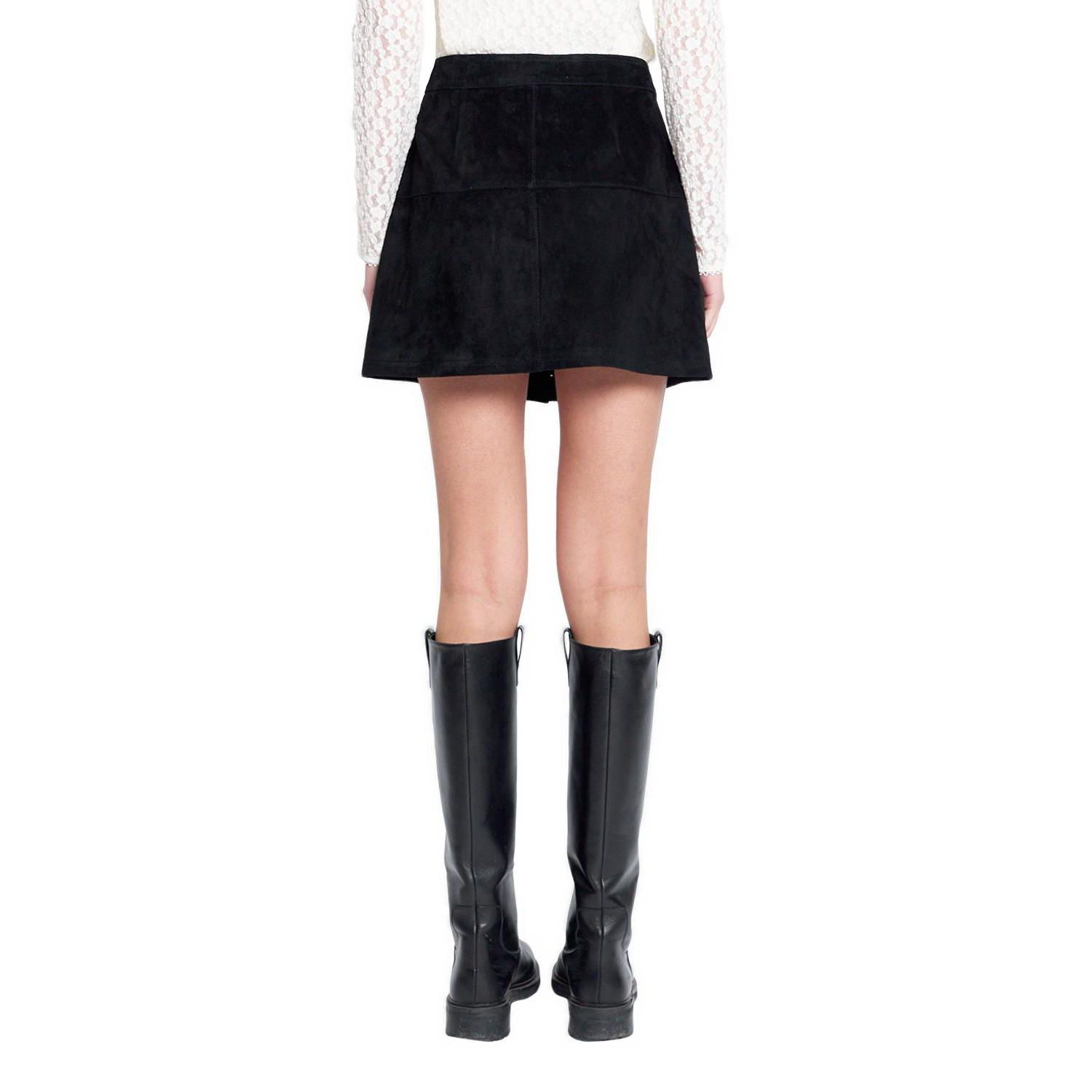 Women's Scarlet Genuine Suede Button Skirt