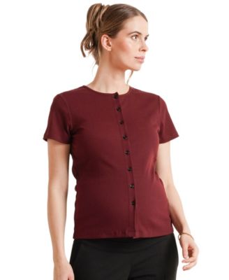 Maternity Avery Button-Front Short-Sleeve Nursing T-Shirt