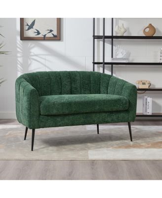 50" Chenille Modern Glam Mini Loveseat Accent Couch with Metal Legs
