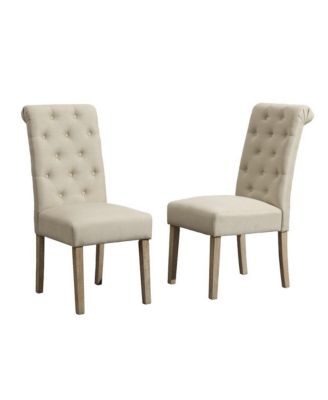 Habit Tan Solid Wood Tufted Parsons Dining Chair,Set of 2