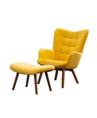 Leiria Contemporary Silky Velvet Tufted Accent Chair with Ottoman