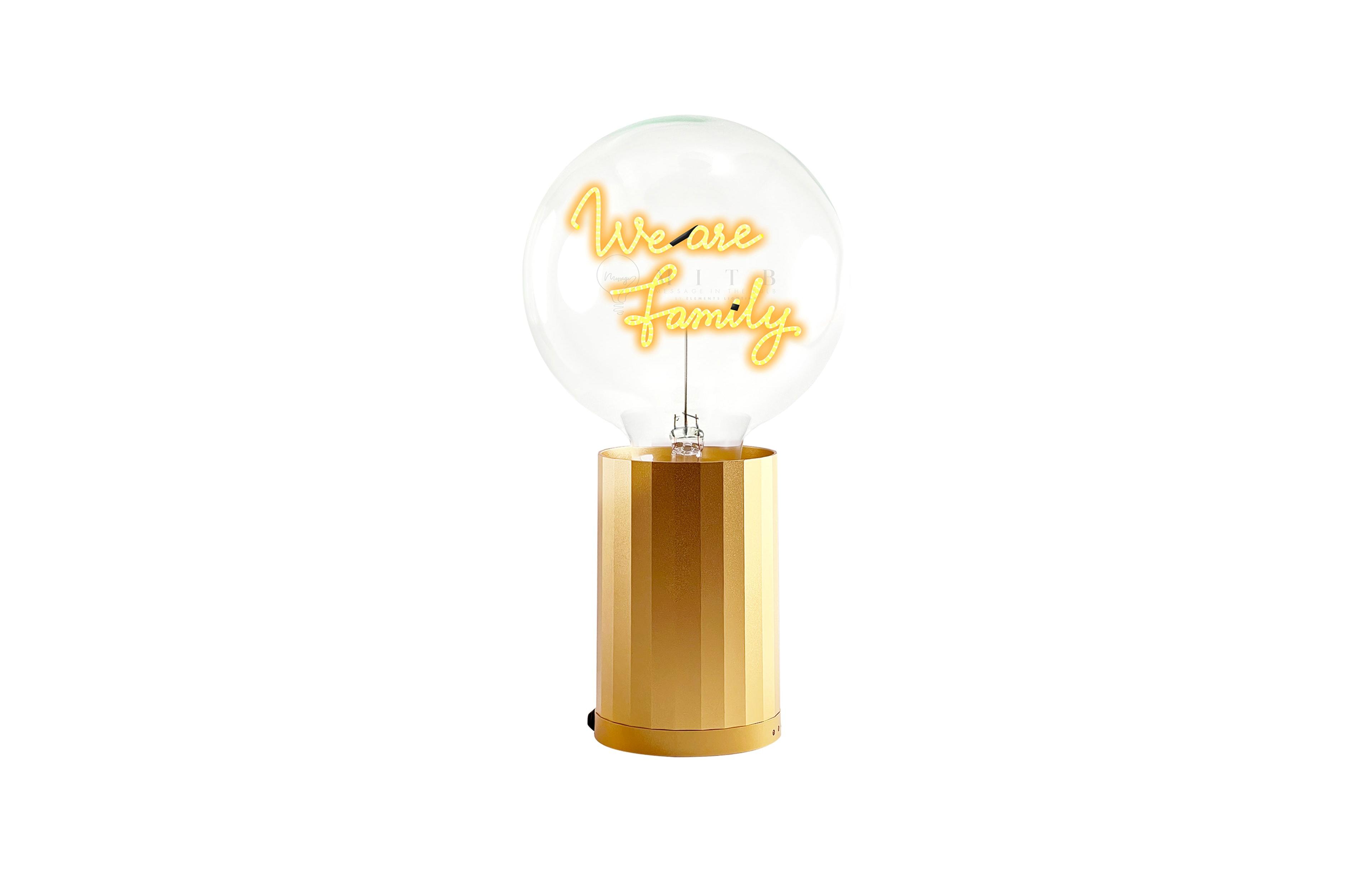 Mitb Bulb We Are Family Amber with Base Table Lamp Portable