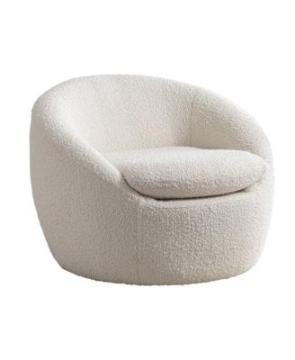 Winnie Modern Teddy Boucle Fabric Barrel Chair, 360 Degree Swivel