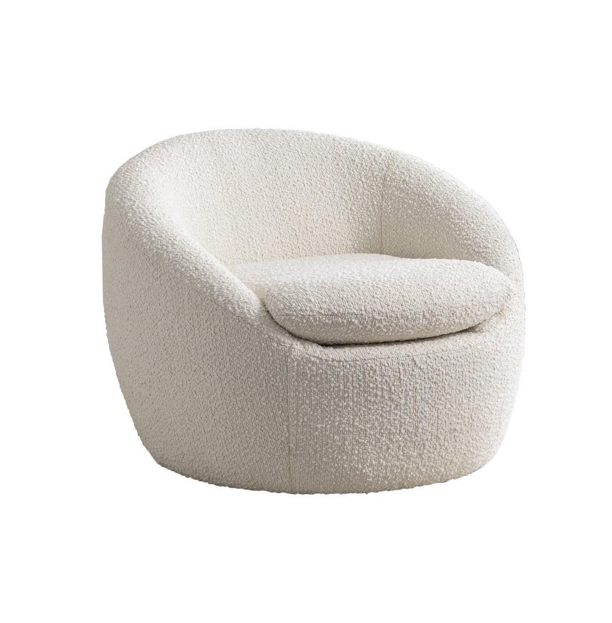 Roundhill Furniture Winnie Modern Teddy Boucle Fabric Barrel Chair, 360 Degree Swivel