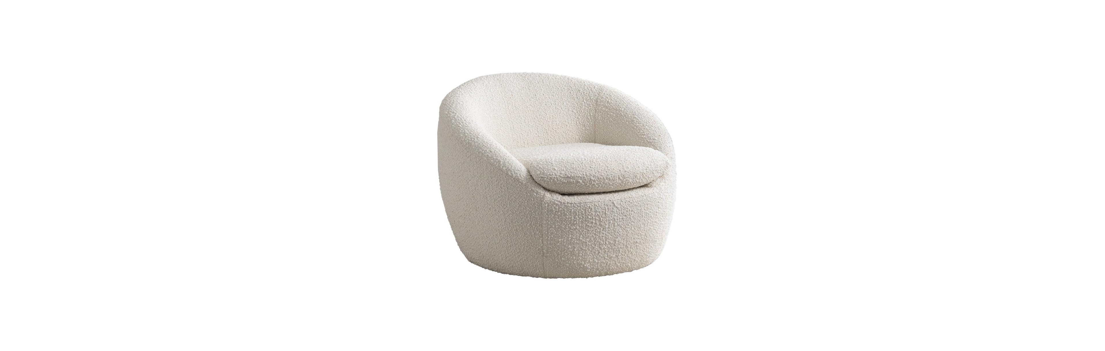 Roundhill Furniture Winnie Modern Teddy Boucle Fabric Barrel Chair, 360 Degree Swivel