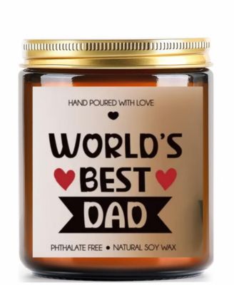 Worlds Best Dad" Lavender Scented Soy Wax Candle Gift, 10oz