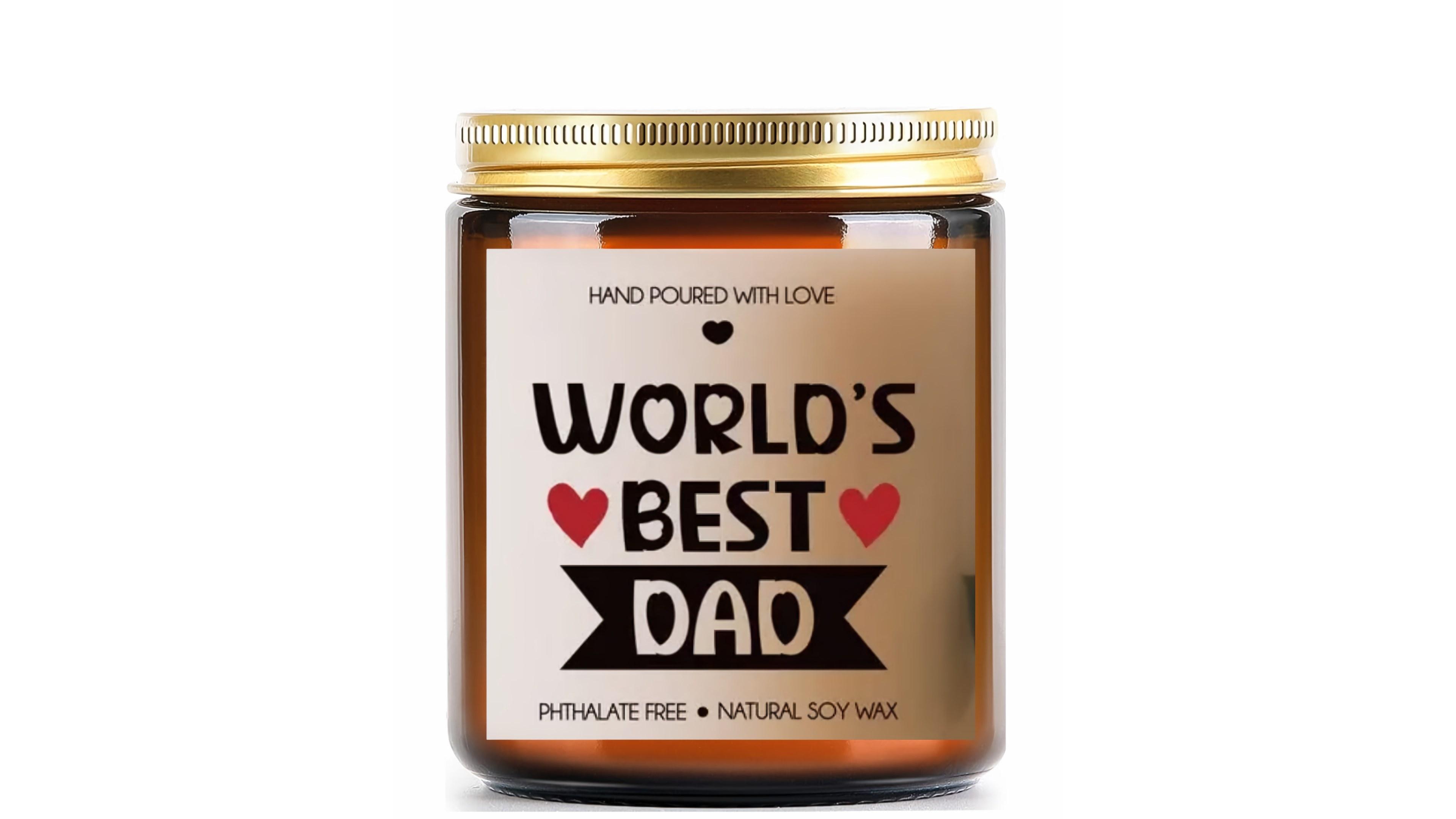 Lovery Worlds Best Dad" Lavender Scented Soy Wax Candle Gift, 10oz