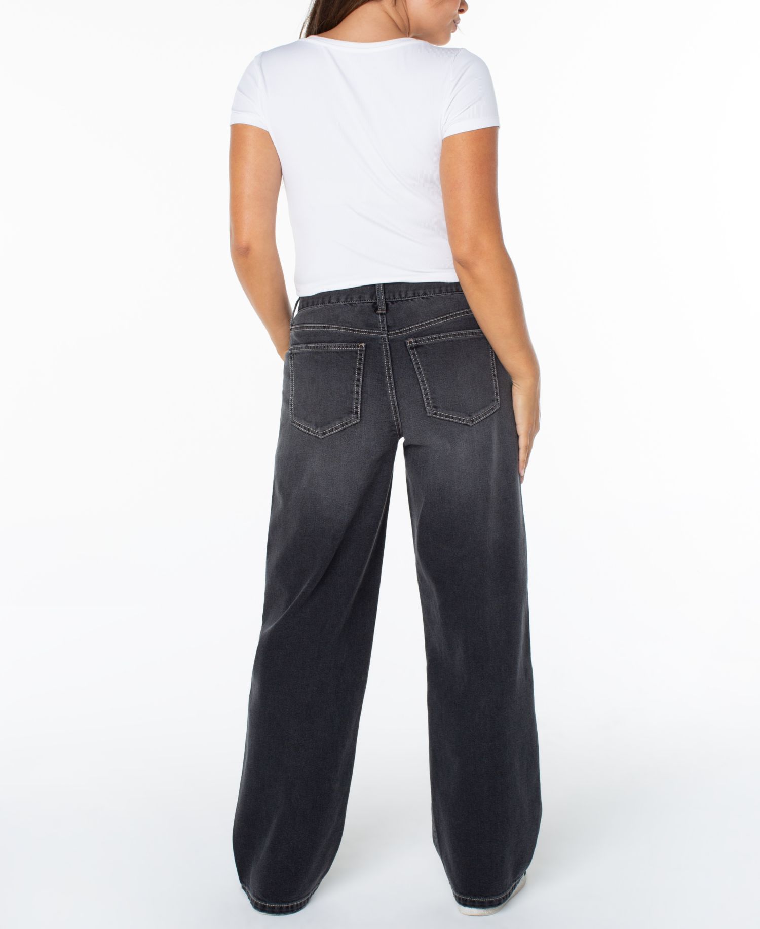 Juniors' Dark-Wash Mid-Rise Straight-Leg Denim Jeans