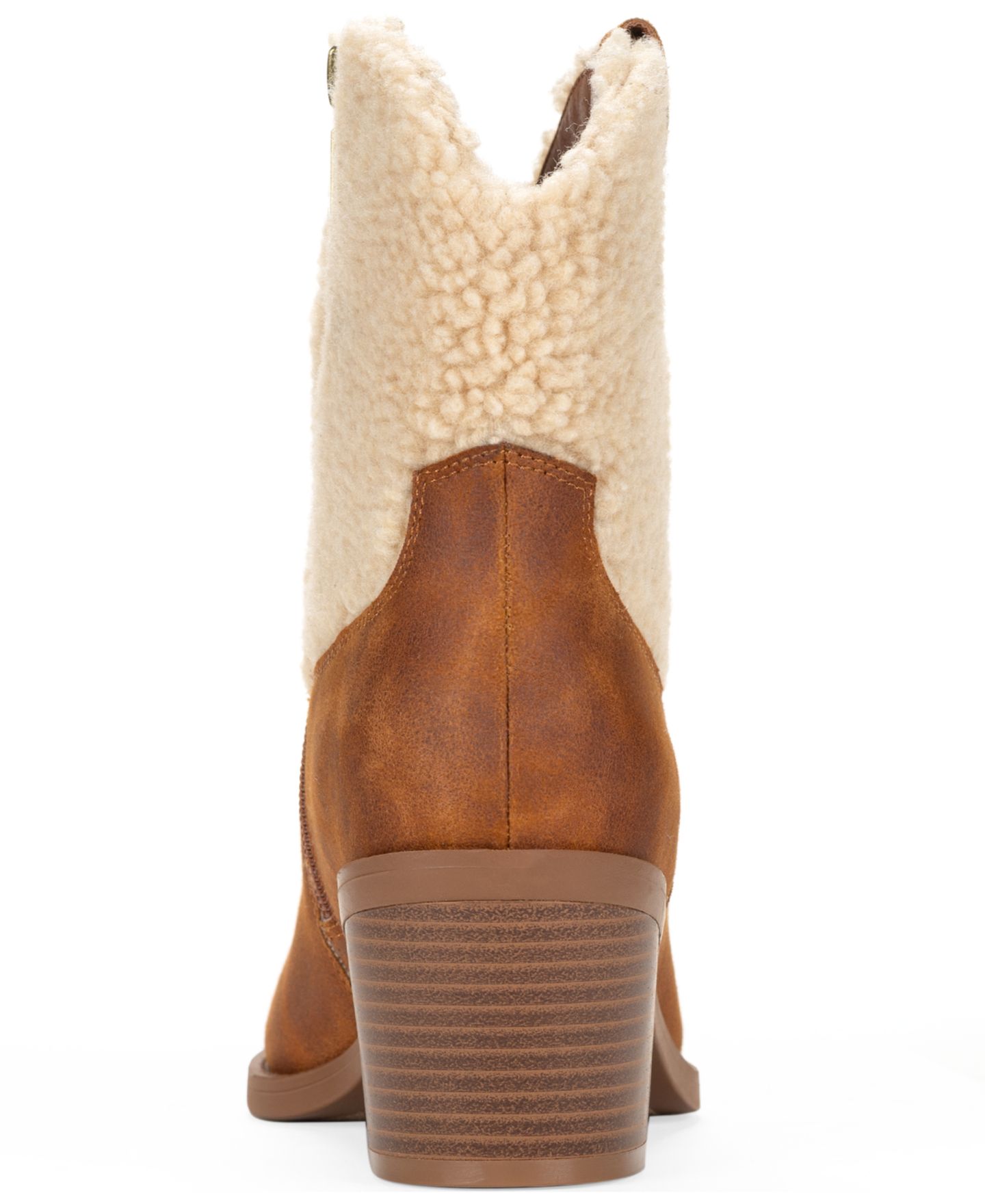 Женские ботинки Wild Pair Leiila Block Heel Pointed Toe Shearling Booties, цвет: Коричневый — фото 3