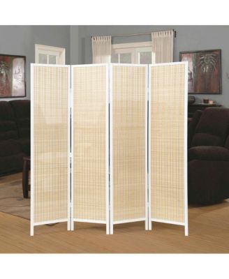 Inkwell 4-Panel Bamboo Room Divider, Folding Screen