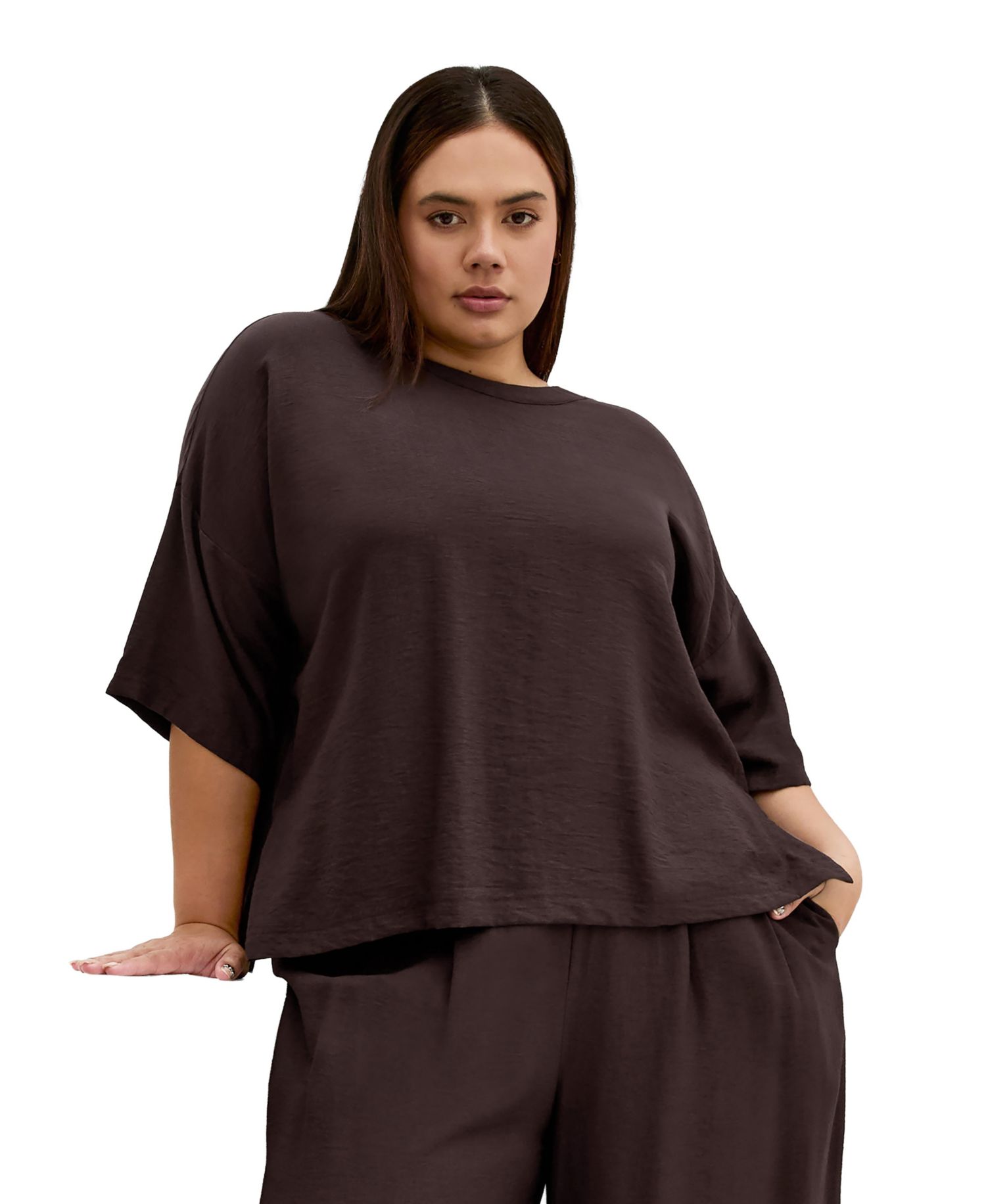 Plus Size Alexi Drop-Shoulder Relaxed Hip-Length Top